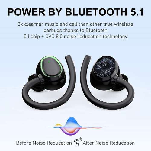 Wireless Bluetooth 5.1 Headphones 8D Stereo Touch Control Music Headsets Sport Waterproof Earbuds Noise Cancelling Earphone