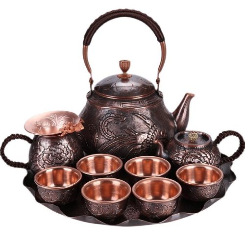 China vintage copper teapot with cup 1200ml+200ml