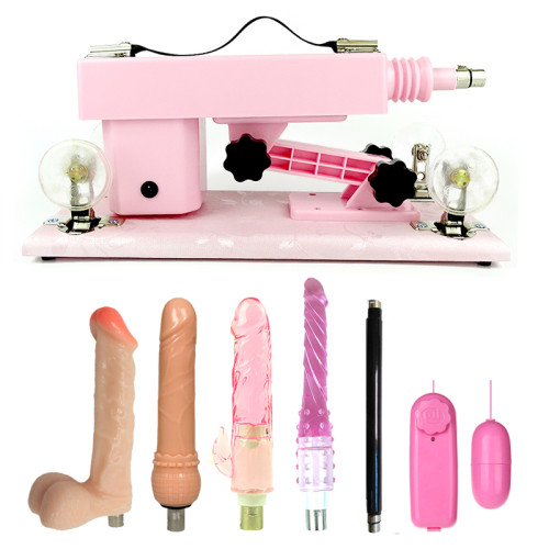 Pink Sex Machine with 5 Dildos and Jump Egg