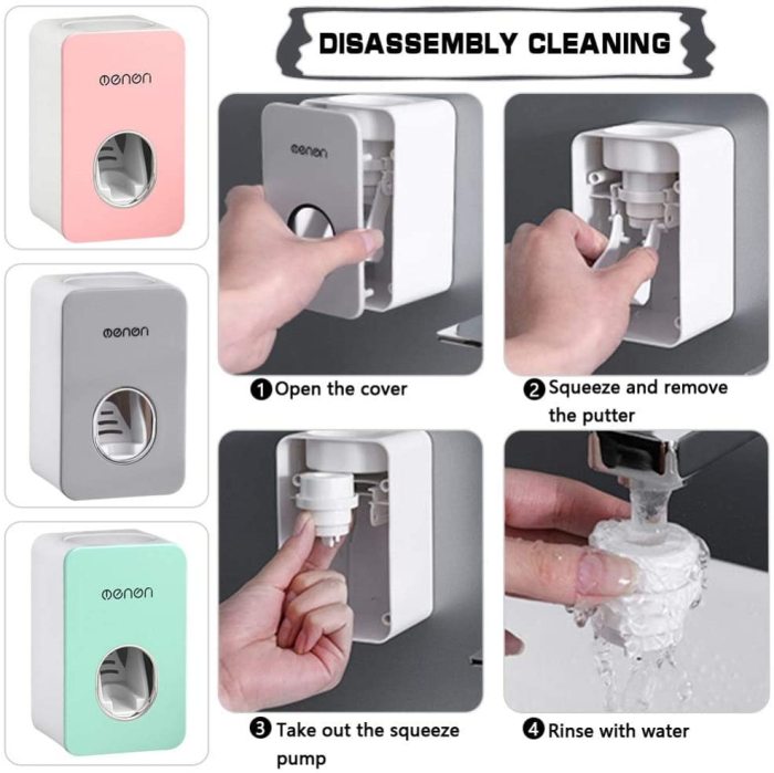 New Automatic Toothpaste Dispenser Dust-proof Toothbrush Holder Wall Mount Stand Bathroom Accessories Set Toothpaste Squeezers