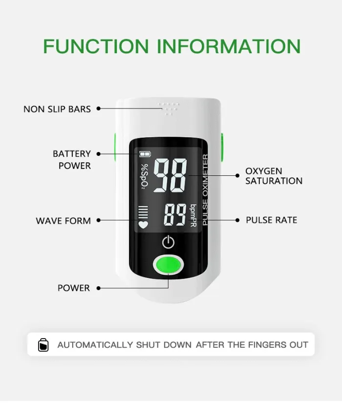 Fingertip Pulse Oximeter, Oxygen Monitor Fingertip, Oxygen Saturation Monitor, Oxygen Saturation Monitor, OLED Portable Oximeter with Battery