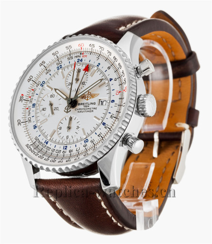 Breitling Navitimer World White Dial Brown Leather Strap 46MM A24322