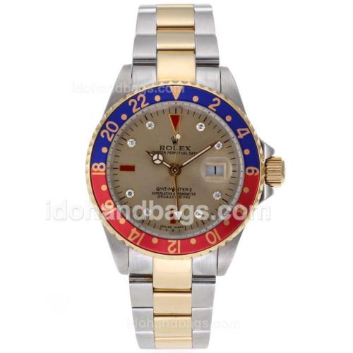 Rolex GMT-Master II Automatic Two Tone Red/Blue Bezel with Golden Dial 61747