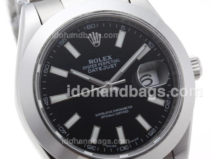 Rolex Datejust II Automatic Stick Marking with Black Dial-41mm Same Structure As Swiss ETA Version-High Quality 39032