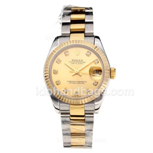 Rolex Datejust Swiss ETA 2355 Automatic Movement Two Tone with Golden Dial-Sapphire Glass 195242