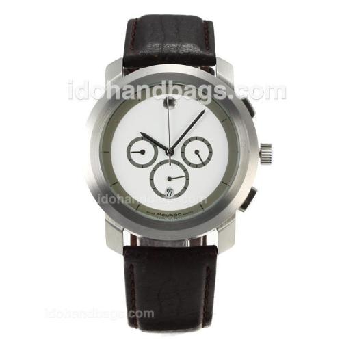 Movado Working Chronograph with White Dial-Leather Strap 167850