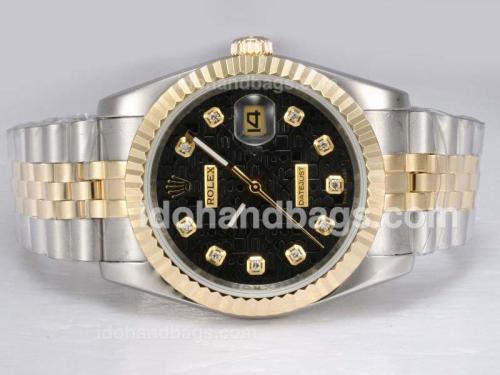 Rolex Datejust Automatic Two Tone with Diamond Marking-Black Computer Dial 11889