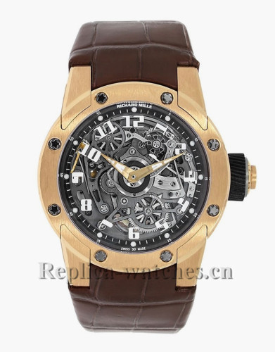 Replica Richard Mille Rose Gold Case Leather Strap Watch RM61-03