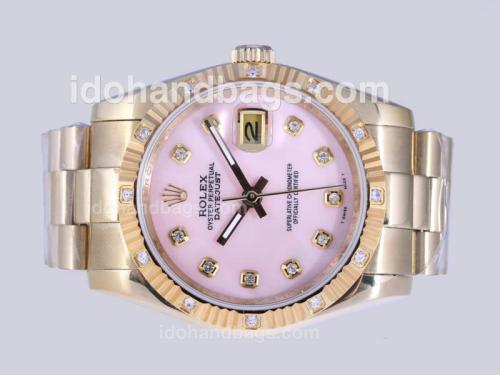 Rolex Datejust Automatic Full Gold Diamond Marking with Pink Dial 24350