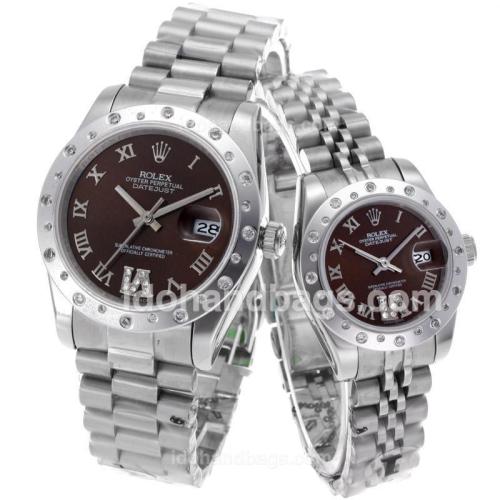 Rolex Datejust Automatic Roman Markers with Brown Dial S/S-Sapphire Glass 56192