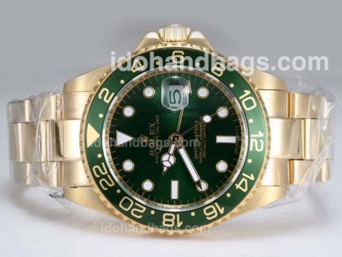 Rolex GMT-Master II Automatic Working GMT Full Gold with Green Bezel and Dial 12056