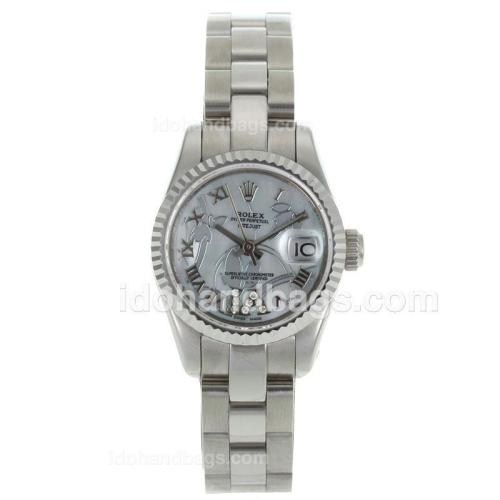 Rolex Datejust Automatic Roman Markers with White MOP Dial-Flowers Illustration 116258