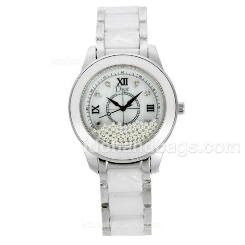 Dior Crystal Collection White Dial with White Ceramic Bezel and Strap 135430