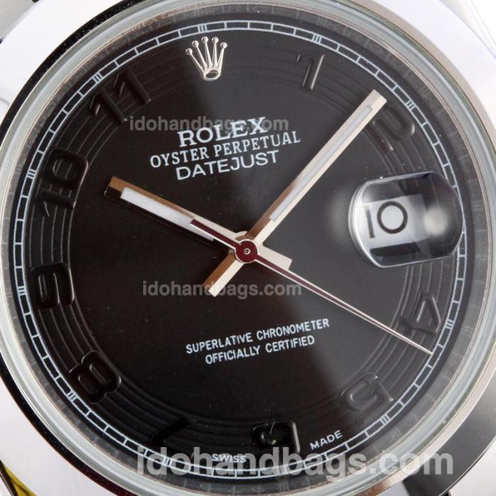 Rolex Datejust II Automatic Number Markers with Black Dial S/S 178304