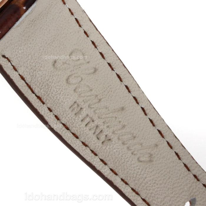 Gaga Milano Slim 40mm Rose Gold Case with Brown Dial White Markers-Leather Strap 119030