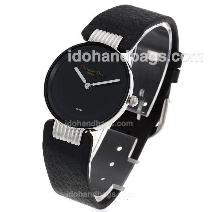 Dior Classic Black Dial with Leather Strap-Lady Size 69787