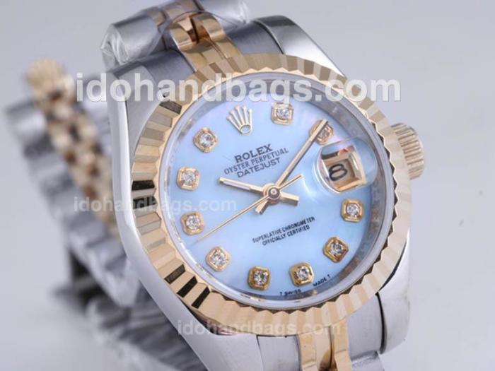 Rolex Datejust Automatic Two Tone Diamond Marking with Blue Mop Dial 25951