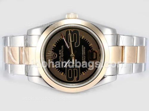 Rolex Air-King Oyster Perpetual Automatic Two Tone with Black Dial-New Version 17466