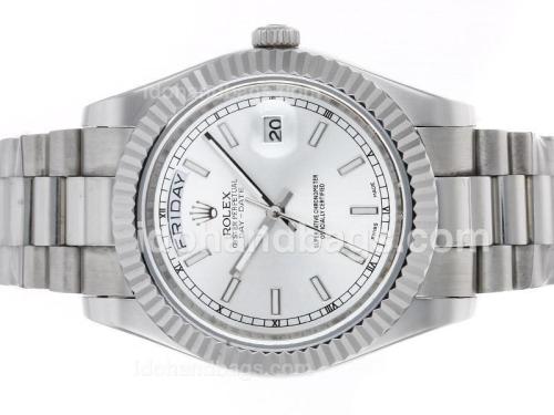 Rolex Day-Date II Automatic Stick Markers with Silver Dial 45271