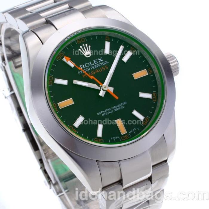 Rolex Milgauss Swiss ETA 3131 Movement with Tinted Green Sapphire S/S 57800