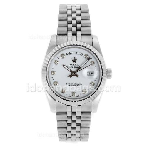 Rolex Day-Date Automatic Diamond Markers with White Dial-Sapphire Glass 116650
