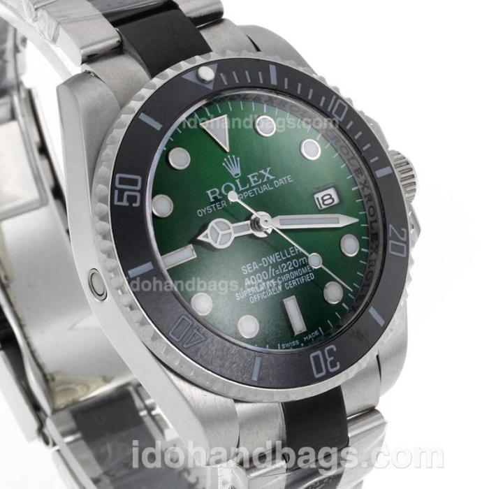 Rolex Sea-Dweller Automatic Ceramic Bezel with Green Dial S/S-Sapphire Glass 119082