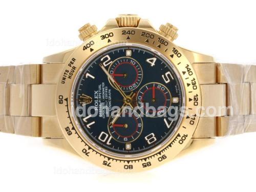 Rolex Daytona Chronograph Swiss Valjoux 7750 Movement 18K Full Gold with Blue Dial 38117