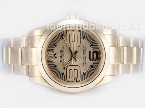 Rolex Air-King Oyster Perpetual Automatic Full Gold with Golden Dial-New Version 17828