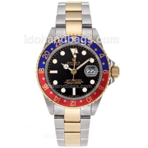 Rolex GMT-Master II Automatic Two Tone Red/Blue Bezel with Black Dial 61752