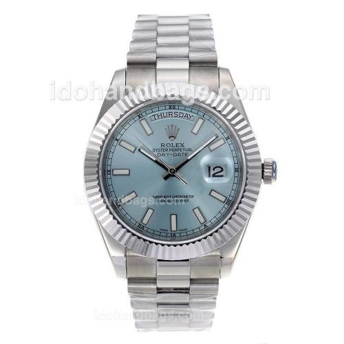 Rolex Day-Date II Swiss ETA 2836 Movement Stick Markers with Blue Dial S/S 60259