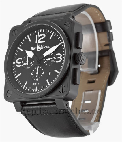 Bell and Ross Black Rubber Strap BR01-94 Chronograph Carbon