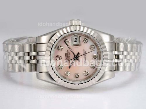 Rolex Datejust Automatic Pink MOP Dial with Diamond Marking 12411