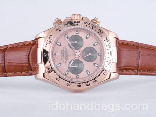 Rolex Daytona Chronograph Swiss Valjoux 7750 Movement Rose Gold Case with Champagne Dial 29010