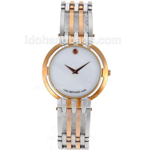 Movado Museum Two Tone Diamond Inner Bezel with White Dial-Sapphire Glass 119146