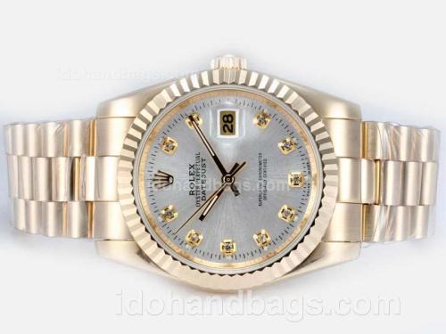 Rolex Datejust Automatic Full Gold with Silver Dial-Diamond Marking 17492