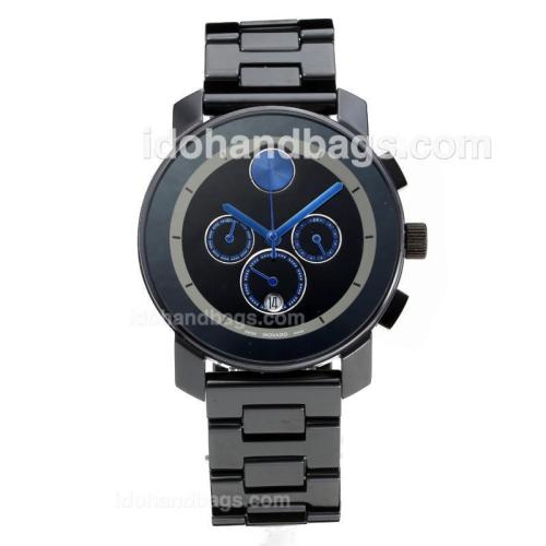 Movado Working Chronograph Full Ceramic with Black Dial-Blue Needle 186354