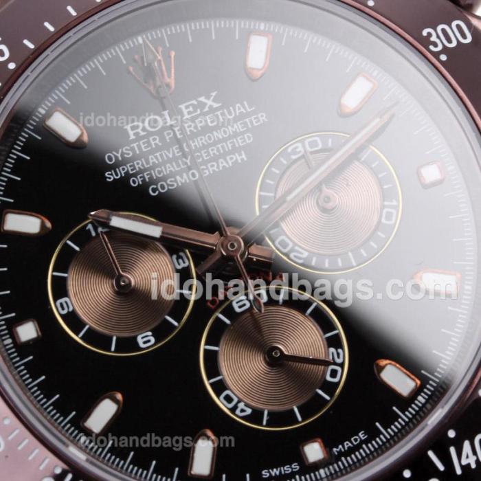 Rolex Daytona II Chronograph Swiss Valjoux 7750 Movement Full Coffee Gold Stick Markers with Black Dial 89724