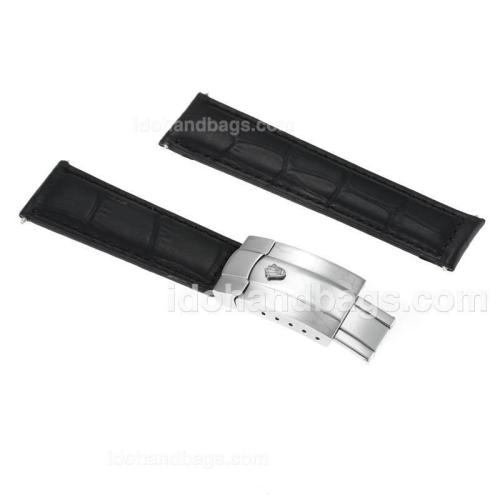 Rolex Black Leather Strap with Deployment Buckle for Datejust Version 166360