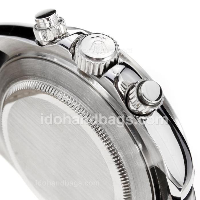 Rolex Daytona Super Luminous Chronograph Swiss Valjoux 7750 Movement with Dark Gray Dial-Leather Strap-Sapphire Glass 187108