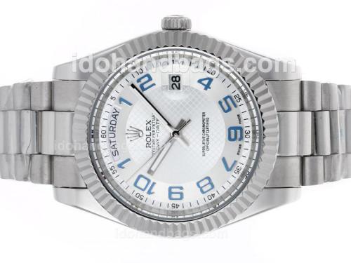 Rolex Day-Date II Automatic Number Markers with Silver Dial 45272