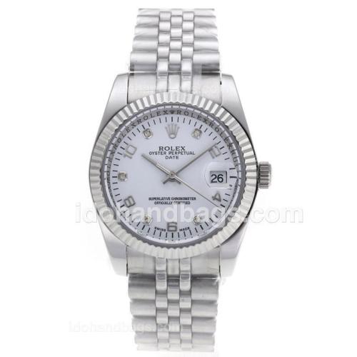 Rolex Datejust Automatic Diamond/Number Markers with White Dail S/S-Sapphire Glass 61236