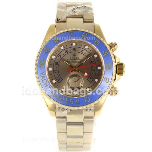 Rolex Yacht-Master II Working GMT Automatic Full Gold with Golden Dial-Blue Ceramic Bezel 110126