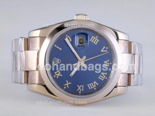 Rolex Datejust Automatic Full Gold with Dark Blue Dial-Roman Marking 25793