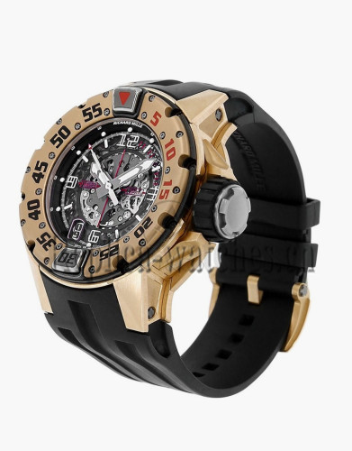 Replica Richard Mille Rose Gold Case Rubber Strap Mens Watch RM028