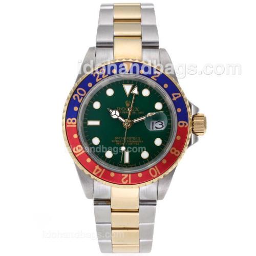 Rolex GMT-Master II Automatic Two Tone Red/Blue Bezel with Green Dial 61751