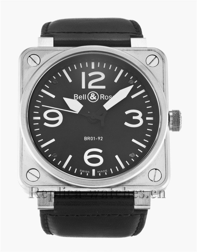 Bell and Ross Black Leather Strap BR01-92 Steel