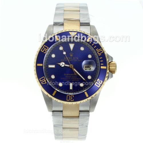 Rolex Submariner Swiss ETA 2836 Movement 14K Wrapped Gold -Two Tone Case with Blue Dial 53320