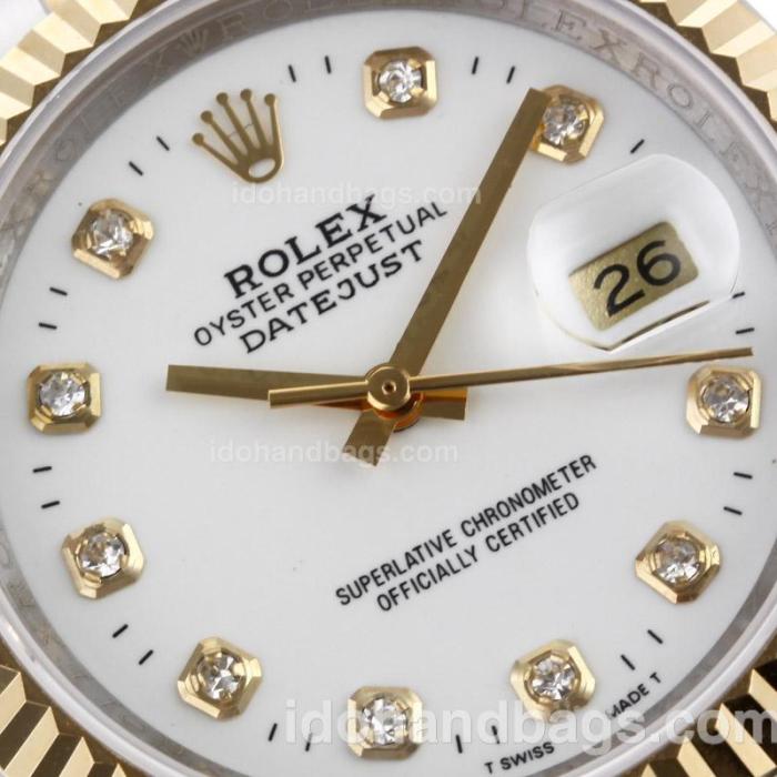 Rolex Datejust Automatic Two Tone Diamond Markers with White Dial-Sapphire Glass 87752