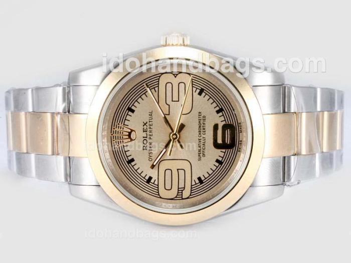 Rolex Air-King Oyster Perpetual Automatic Two Tone with Beige Dial-New Version 17467