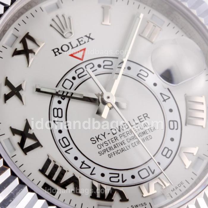 Rolex Sky Dweller Swiss ETA 2836 Movement with White Dial S/S-Sapphire Glass 195276